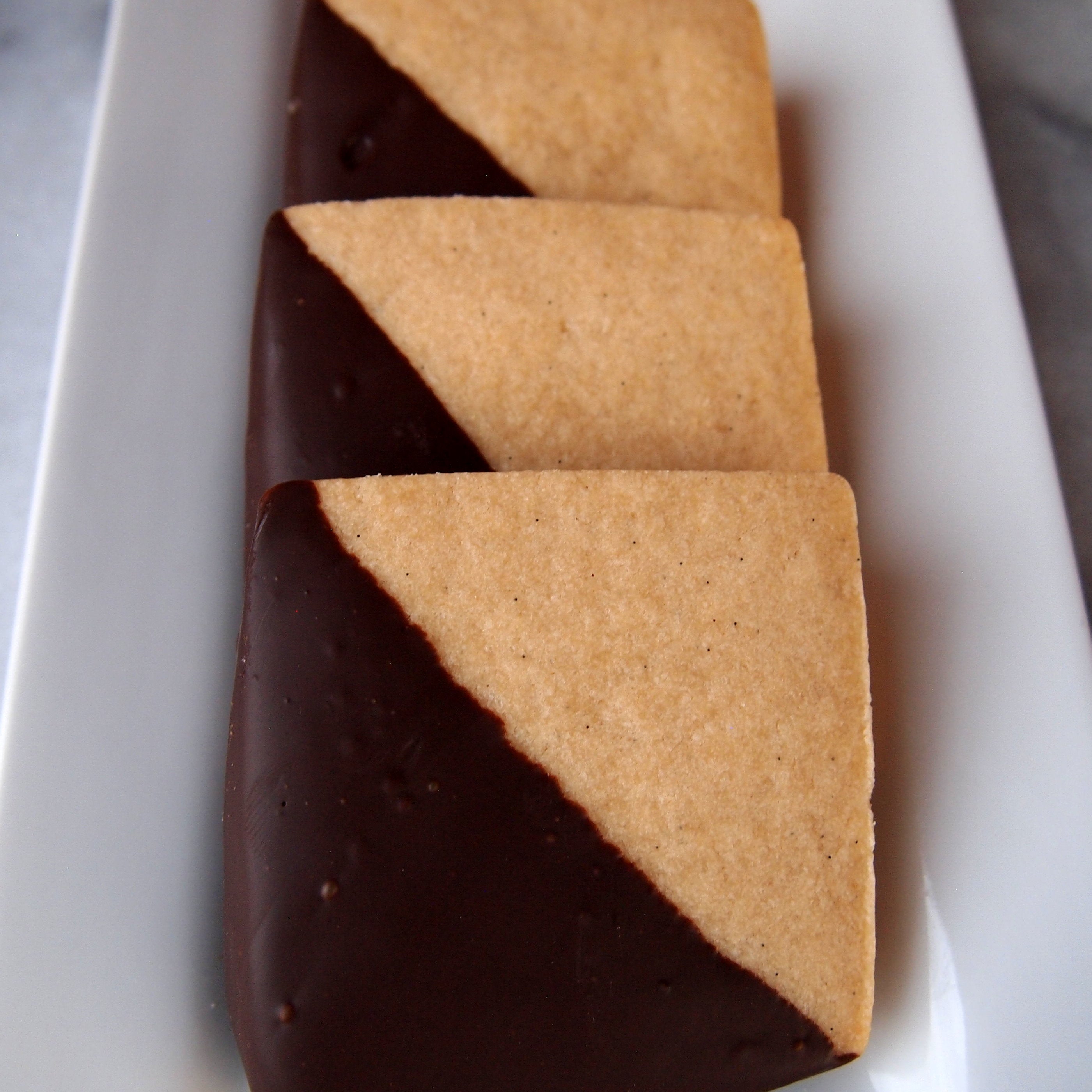 Chocolate-dipped shortbread cookies